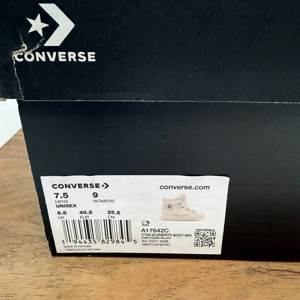New Womens Converse CTAS Elements Ivory Nylon Platform Mid Snow‎ Boots Size 9 M